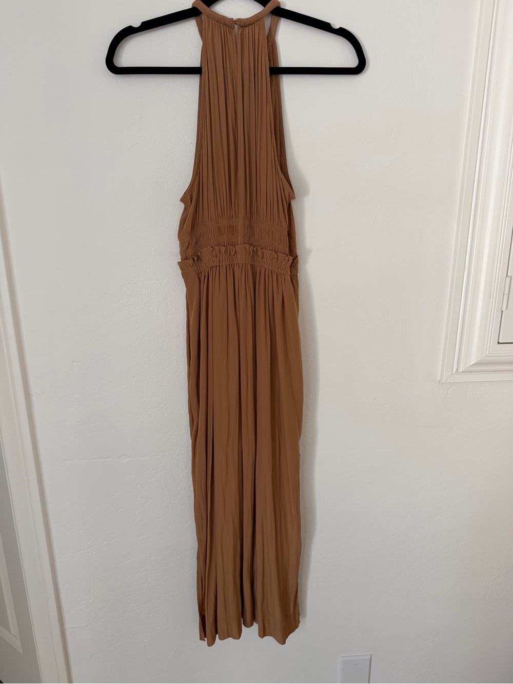 A.L.C. Camel Halter Pleated dress